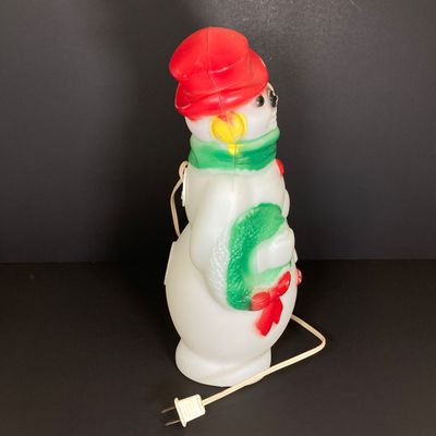 LOT 80: Small Vintage Empire Plastic Corp 1968 Blow Mold Light Up Snowman