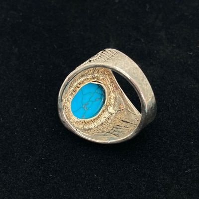 LOT 530: Turquoise Themed Jewelry - Wire Wrapped Pendant, Statement Necklace, Ring and Abalone Earrings
