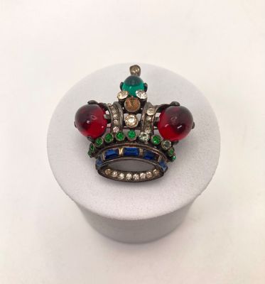 LOT 6: Vintage Trifari Alfred Philippe Crown Cabochon Brooch Pin - 13.0 GTW