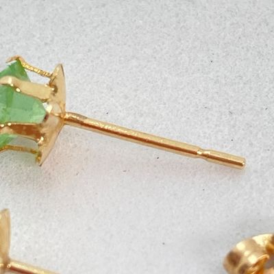 LOT 45: Gold Peridot / August Birthstone Pierced Earrings - 14KT, 0.3 GTW
