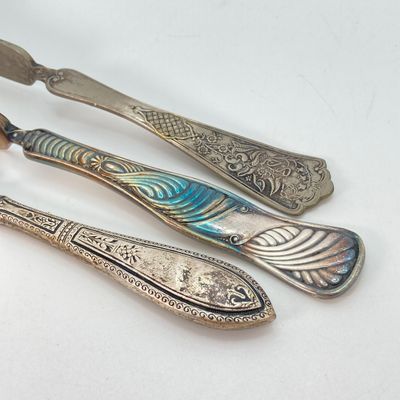 LOT 36: Vintage Made in Occupied Japan Silver Plated and More Collection - Cream / Sugar Bowls with Tray and Assorted Utensils