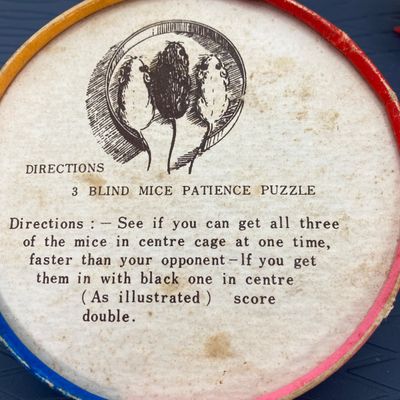 LOT 86: Vintage Collection - Doll House Furniture, 3 Blind Mice Patience Puzzle, Pins and More in Storage Box