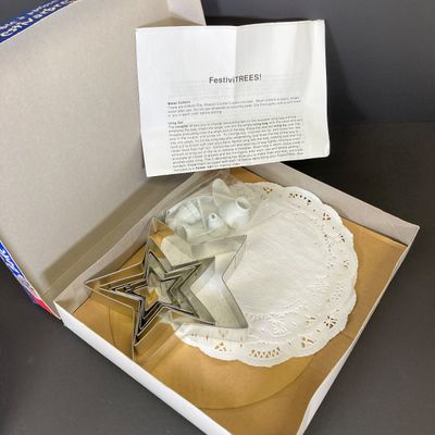 LOT 30: Holiday Kitchen Collection - Two Tier Tree Serving Plate, Metal and Plastic Cookie Cutters, Festivitree Bake Set and Storage...