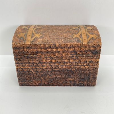 LOT 520: Vintage Carved Wood / Horn Collection - Poland Jewelry / Trinket Box, Panther and Catch All / Plate