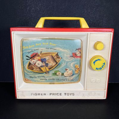 LOT 536: Vintage Fisher Price Educational / Toys - School Days Desk and Music Box TV