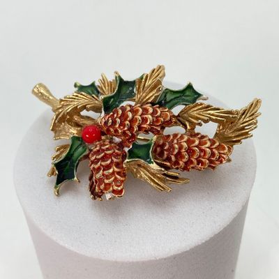 LOT 40: Vintage Gold Tone Jewelry - Gold Filled Screw-back Earrings, Roma Brooch Pin, Ring with Matching Earrings and Two Tone Leaf...