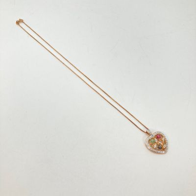 LOT 75: Sterling Heart Gemstone Pendant Necklace with Italy Box Chain - 5.5 GTW, 18"