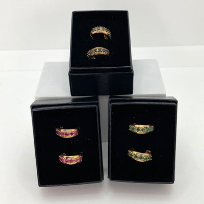 LOT 31: Three Pair of Technibond 925 and Stone Pierced Earrings in Original Box - 14.0 GTW