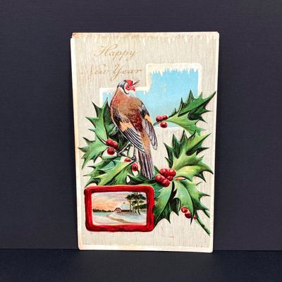 LOT 526: Vintage Collection - Large Made in Japan Knee Hugger / Elf, Post Cards and Sonoma Snowy Lodge / Cabin Coin Bank