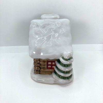 LOT 526: Vintage Collection - Large Made in Japan Knee Hugger / Elf, Post Cards and Sonoma Snowy Lodge / Cabin Coin Bank