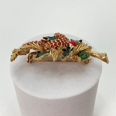 LOT 40: Vintage Gold Tone Jewelry - Gold Filled Screw-back Earrings, Roma Brooch Pin, Ring with Matching Earrings and Two Tone Leaf...