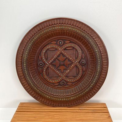 LOT 520: Vintage Carved Wood / Horn Collection - Poland Jewelry / Trinket Box, Panther and Catch All / Plate