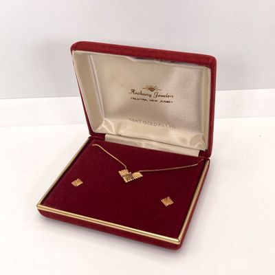 LOT 3: 14KT Gold Filled Necklace - 16" with Matching Pierced Earrings Set
