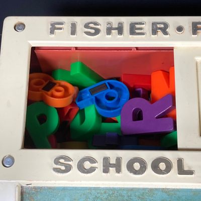 LOT 536: Vintage Fisher Price Educational / Toys - School Days Desk and Music Box TV