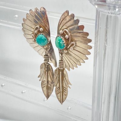 LOT 49: Sterling Silver Jewelry - Turquoise Earrings 13.5 GTW and Three Bracelets TW 3.5g, 7.5"
