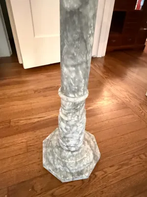 Sale Photo Thumbnail #330: Carved grey marble or alabaster pedestal base featuring an octagonal foot and turning accents.