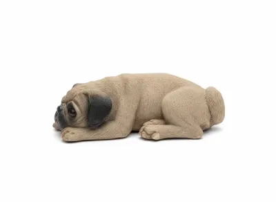 Sale Photo Thumbnail #45: Realistic resin figurine of a resting pug dog, featuring textured fur details and hand-painted facial features.