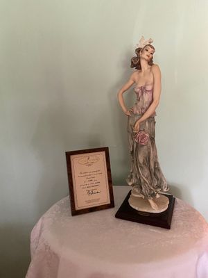 Giuseppe Armani limited edition figurine 'Alessandra' featuring a elegant woman in a flowing dress holding a pink rose,...