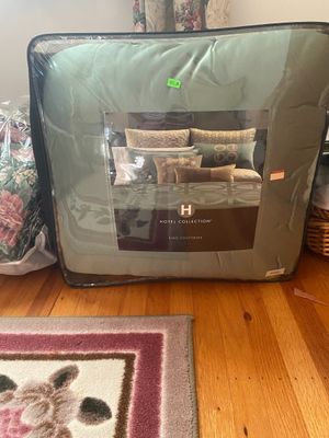 Hotel Collection sage green king-size comforter in original zippered storage case.
