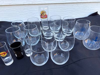 Sale Photo Thumbnail #396: Small wine in front are Riedel, captain in first mate are plastic all others glass