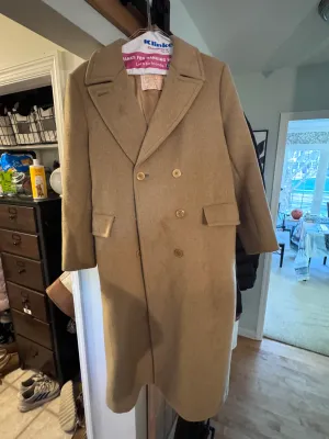 Vintage Pendleton Tan Wool Double-Breasted Long Overcoat Woman's XL