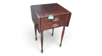 Sale Photo Thumbnail #41: Vintage wood drop leaf side table