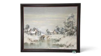 Sale Photo Thumbnail #2: Bauer framed acrylic original painting