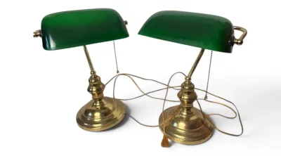 Sale Photo Thumbnail #40: Vintage bankers desk lamps