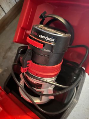 Sale Photo Thumbnail #50: Sears Craftsman 1½ HP router stored inside its original molded red plastic carrying case.
