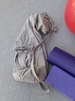 Sale Photo Thumbnail #203: REEBOK EXERCISE BALL, NIKE MINI BASKETBALL, EVOLAND UNDER DESK PEDAL EXERCISER, PURPLE YOGA MAT, TWO FOAM BLOCKS, CANVAS CARRY BAG, AND MORE. ALL ITEMS SHOW LIGHT SIGNS OF USE.