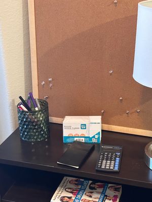 Sale Photo Thumbnail #584: Shelf 26” W 24T x 12” D
Lamp 20” T
Peg board 23” x 35”