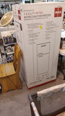 Sale Photo Thumbnail #43: New in box RCA 7.5 cubic foot retro-style refrigerator and freezer in black.