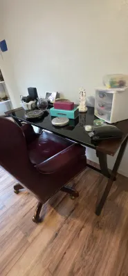 Sale Photo Thumbnail #25: Assortment of speakers and office supplies.