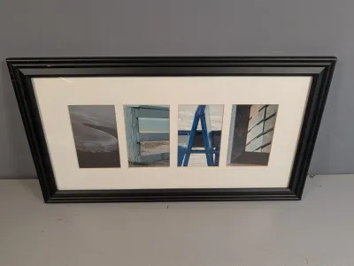 Sale Photo Thumbnail #22: Framed alphabet photography art featuring four photos spelling out "SEAS" in a black wood frame.