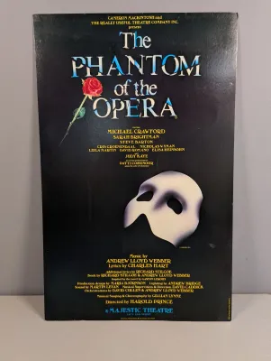 Sale Photo Thumbnail #27: Vintage Broadway poster for The Phantom of the Opera starring Michael Crawford and Sarah Brightman at the Majestic Theatre.
