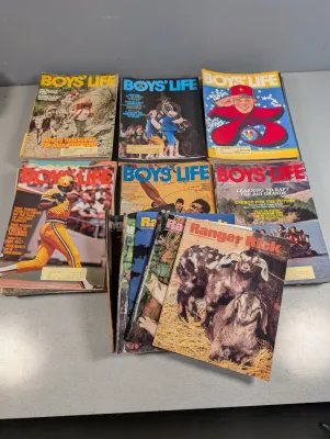 Sale Photo Thumbnail #294: Collection of vintage Boys' Life and Ranger Rick magazines, predominantly dating from the 1970s and 1980s.