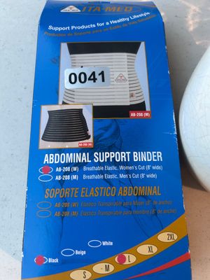Sale Photo Thumbnail #41: ITA-MED breathable elastic abdominal support binder, model AB-208(W), 8 inches wide. Color: Black, Size: Large (L). Comes in original retail box.