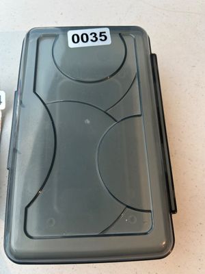 Sale Photo Thumbnail #35: Smokey translucent plastic hard case with hinged lid and side latch. Suitable for organizing small tools, fishing tackle, craft supplies, or small items.