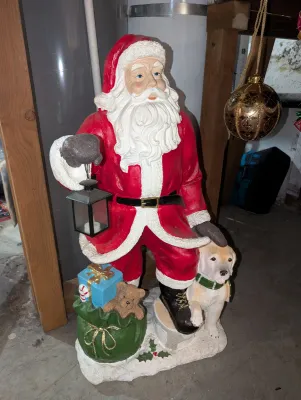 Sale Photo Thumbnail #59: Painted resin Santa Claus figure