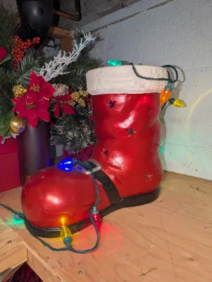 Sale Photo Thumbnail #64: Vintage painted ceramic Santa boot