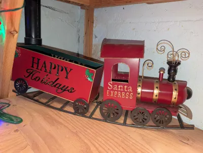 Sale Photo Thumbnail #60: Red metal Santa Express holiday train