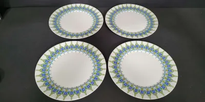 FOUR COLORFUL FLORAL "LUPINS" DINNER PLATES #3