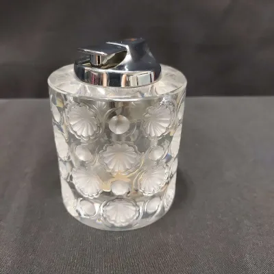 1970s SIGNED LALIQUE CRYSTAL TABLE LIGHTER 