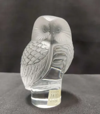 VINTAGE LALIQUE CRYSTAL OWL CHOUETTE