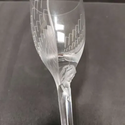 VINTAGE SIGNED LALIQUE ANGEL CHAMPAGNE FLUTE