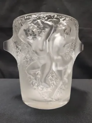 LALIQUE "GANYMEDE" FROSTED CRYSTAL ICE BUCKET