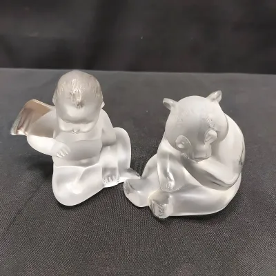LALIQUE CRYSTAL PANDA AND ELTON JOHN CHERUB