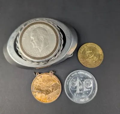 Eisenhower Dollar Belt Buckle, Commemorative Tokens /Medals