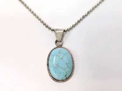Sterling Ball Chain with Turquoise Pendant 