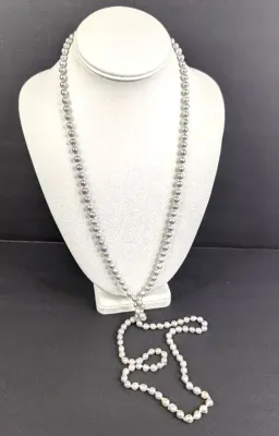 Silver Blue Pearl Necklace with Silver Clasp